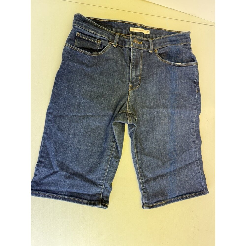 Levis Bermuda Shorts Womens 27 (27x10) Mid Rise Medium Wash Blue Denim - Picture 6 of 16